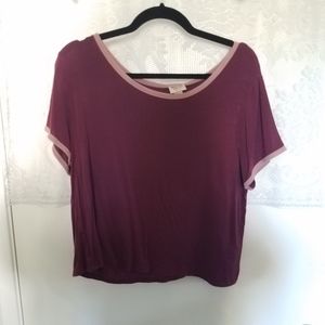 Magenta light pink short sleeve crop top tshirt
